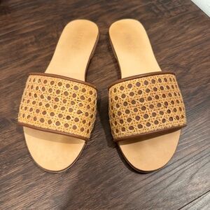 INNE Woven Tan Slide Sandals